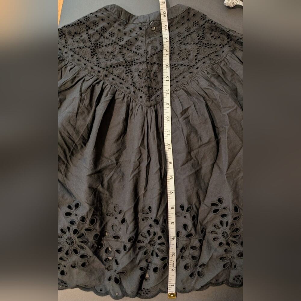 NWT Madewell Embroidered Shirred Henley Top XS Black - Picture 6 of 10